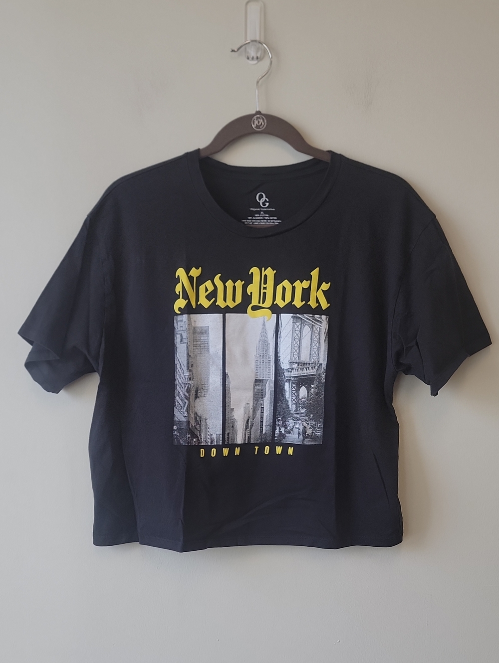Black New York Graphic Tee with Yellow Script